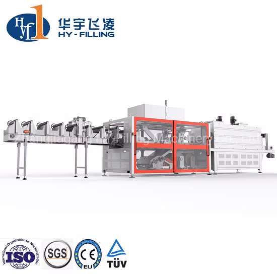 Film Termoretraibile automatico Manica Stampa di etichette Pellicola termoretraibile per riscaldamento PE Bottiglia di vetro Birra Bevanda Succo Bevande al latte Scatola di cartone Confezionatrice per restringimento